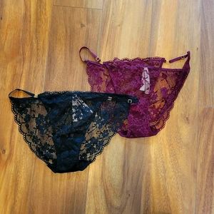 Victoria secret lace panties size L set of 2